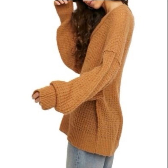 Free People Women's Lulu Oversized Knit Sweater Ginger Brown Wool Alpaca Size M - Picture 9 of 9